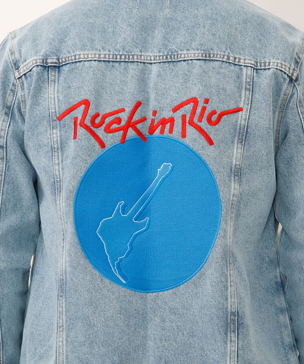 jaqueta trucker oversized jeans rock in rio azul