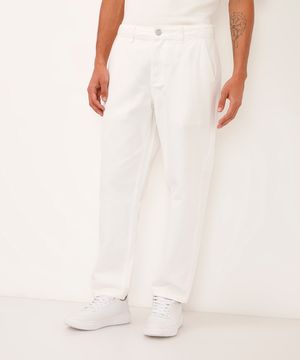 calça relaxed de sarja com bolsos chino off white