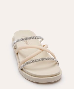 sandália flatform infantil com strass off white