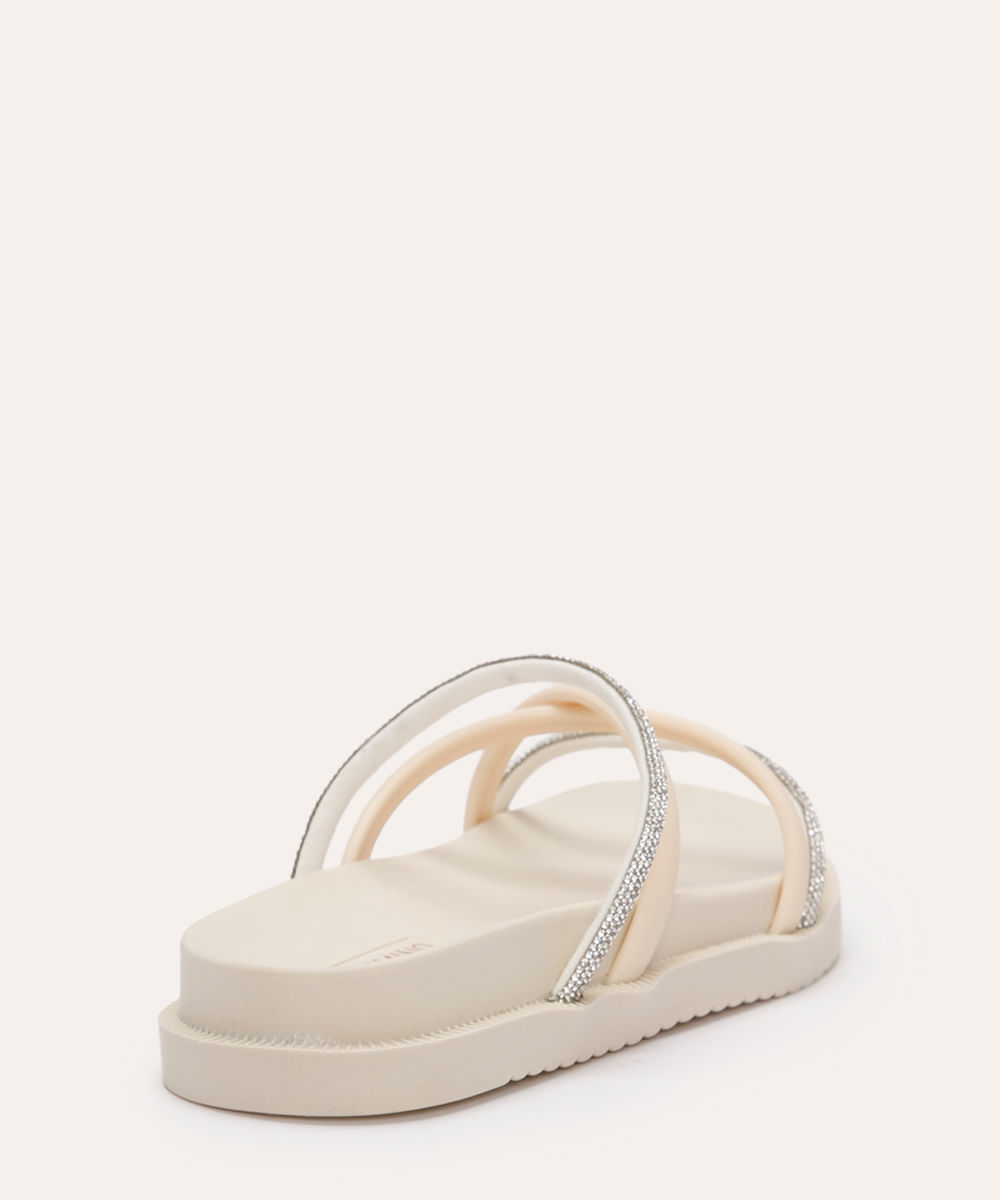sandália flatform infantil com strass off white
