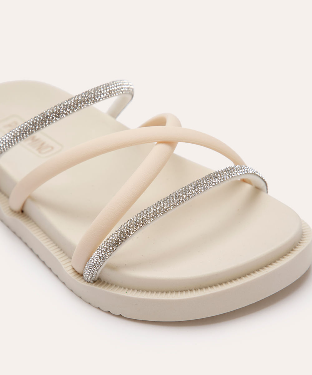 sandália flatform infantil com strass off white