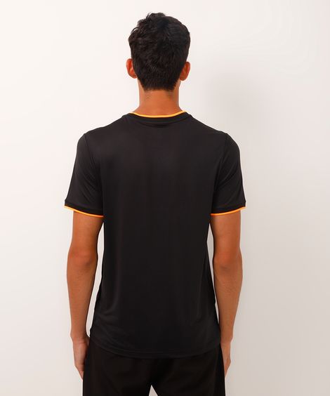 camiseta esportiva com contraste manga curta preta