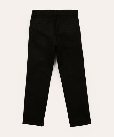 calça slim de sarja infantil com bolsos chino preto