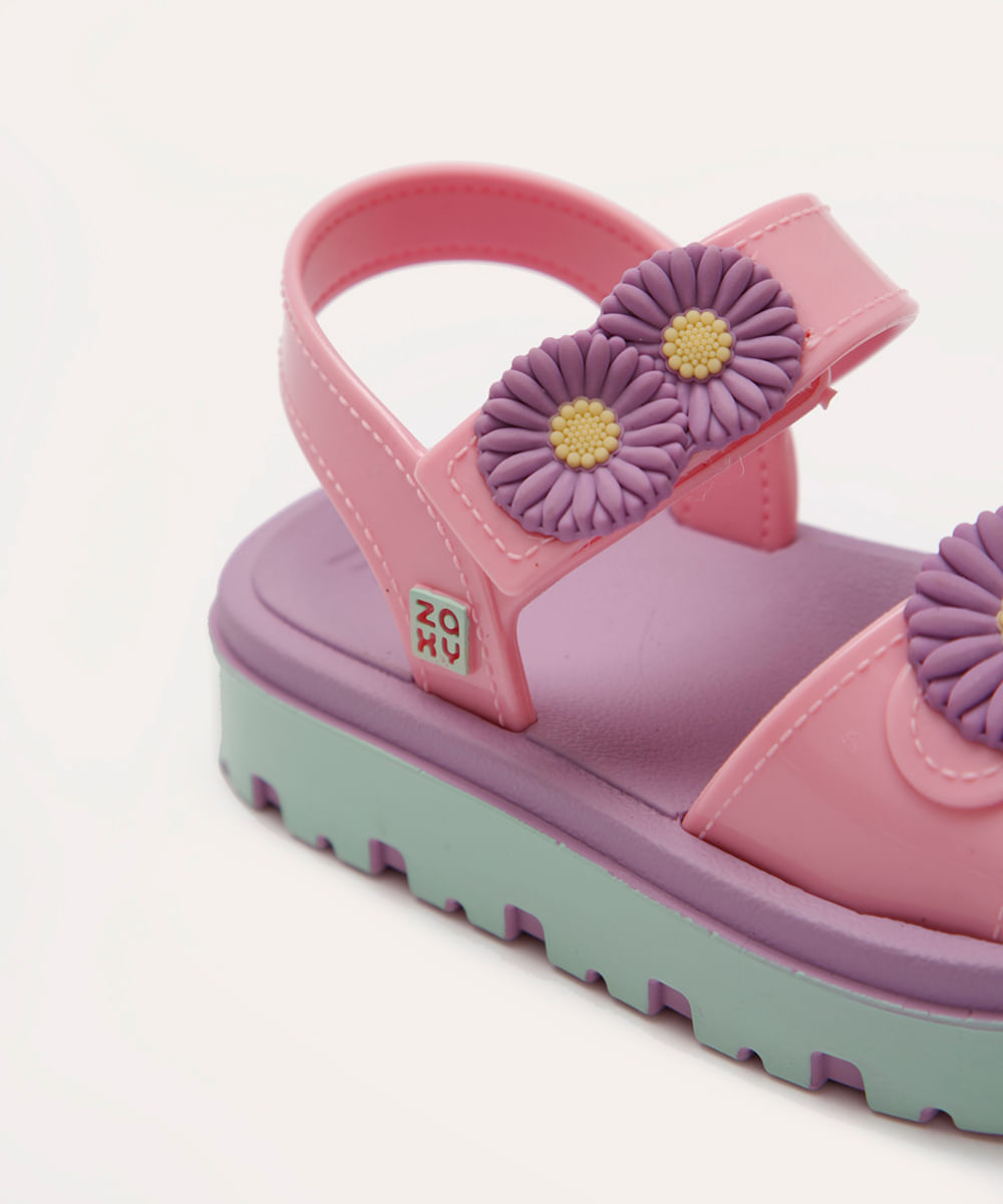 sandália infantil flower zaxy rosa