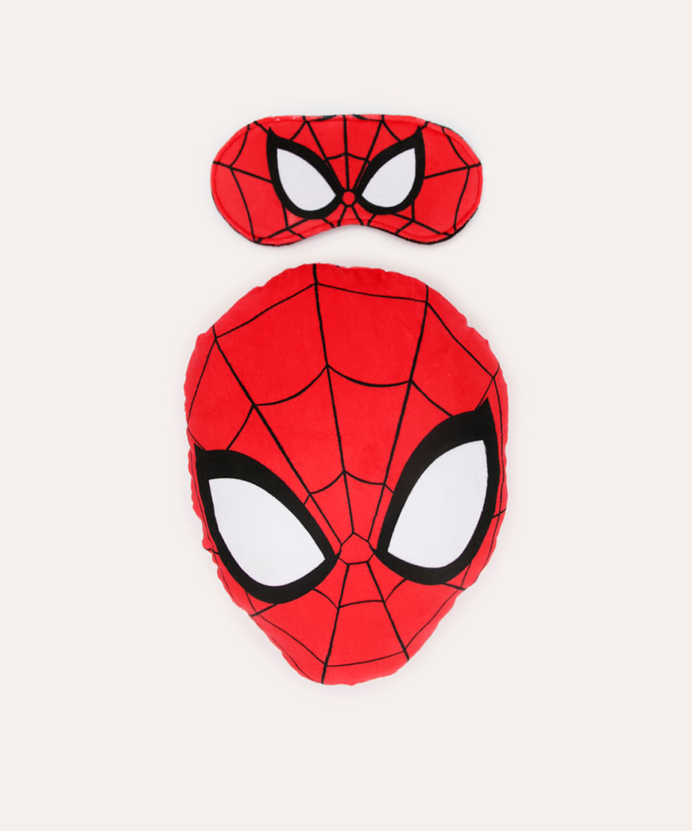 almofada homem aranha com máscara de dormir vermelho