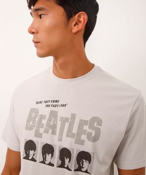 camiseta de algodão the beatles manga curta cinza