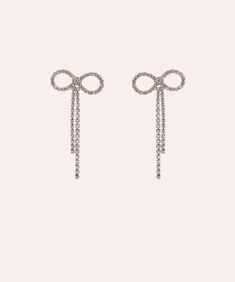 brinco de laço com strass prateado