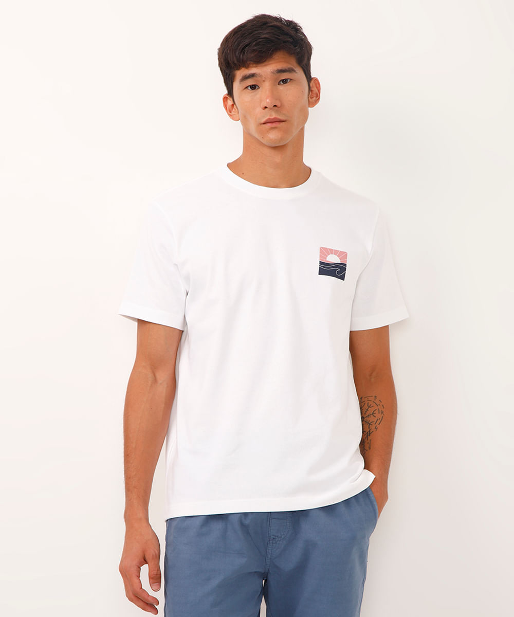camiseta de algodão manga curta good waves off white