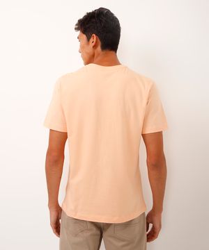 camiseta comfort de algodão manga curta folhagem laranja
