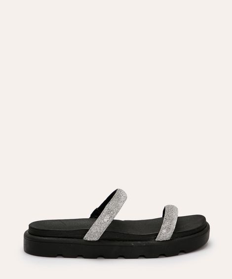 sandália flatform com strass vizzano preto