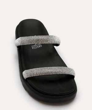 sandália flatform com strass vizzano preto