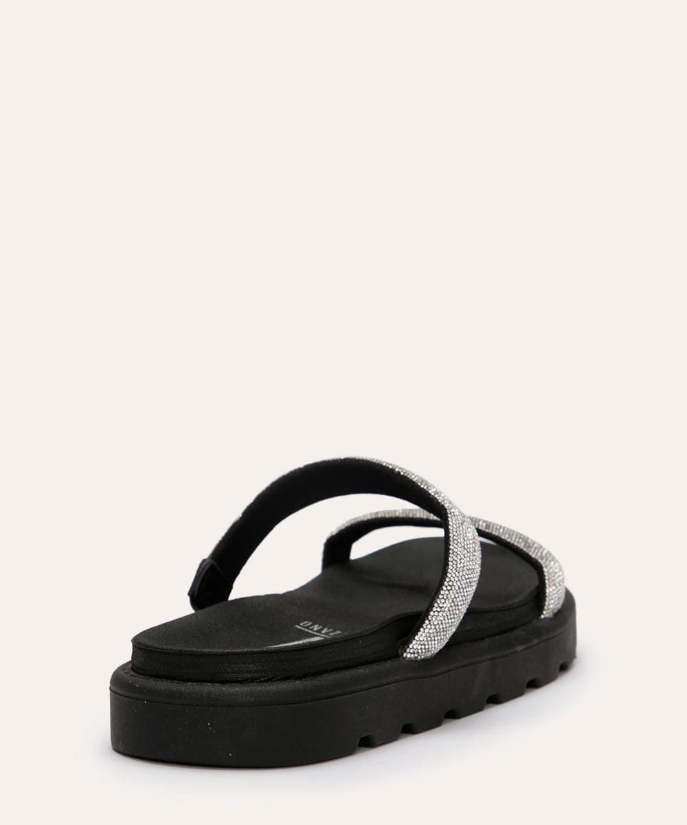 sandália flatform com strass vizzano preto