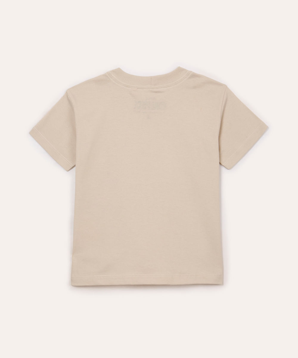 camiseta de algodão infantil one piece bege
