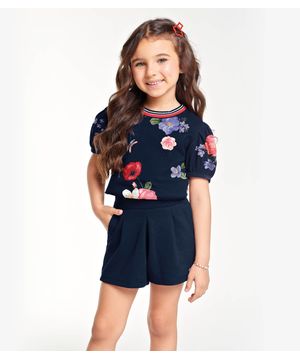 Conjunto Infantil Blusa Com Shorts Trick Nick Azul