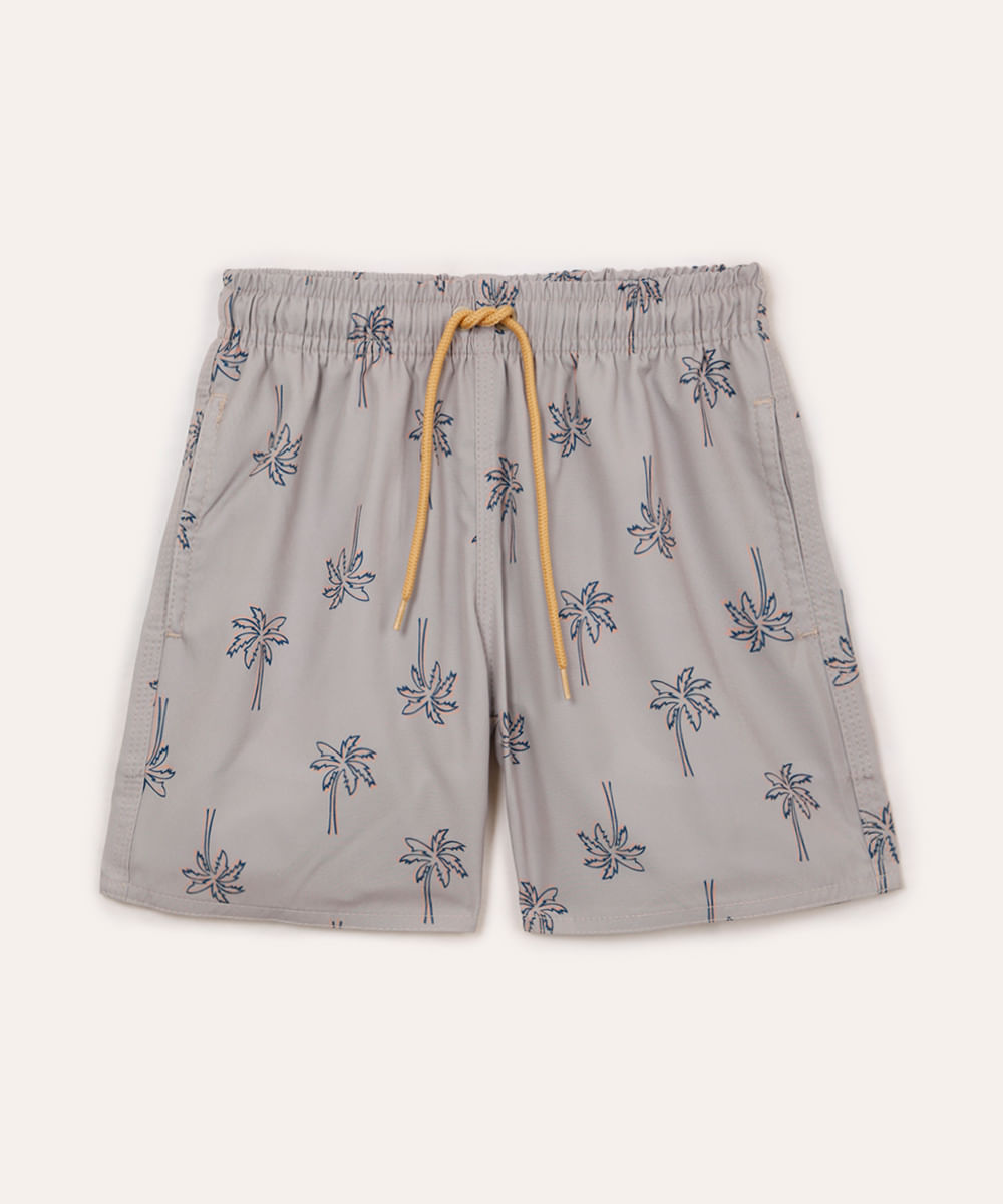 bermuda juvenil boardshort coqueiros bege