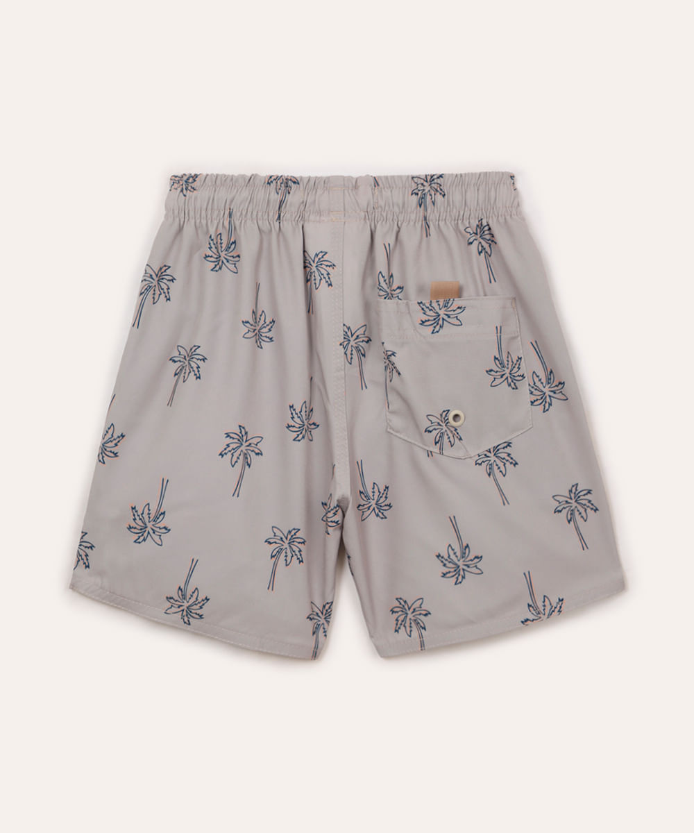 bermuda juvenil boardshort coqueiros bege