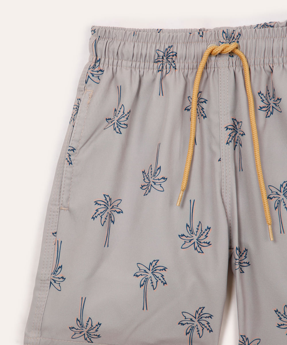 bermuda juvenil boardshort coqueiros bege