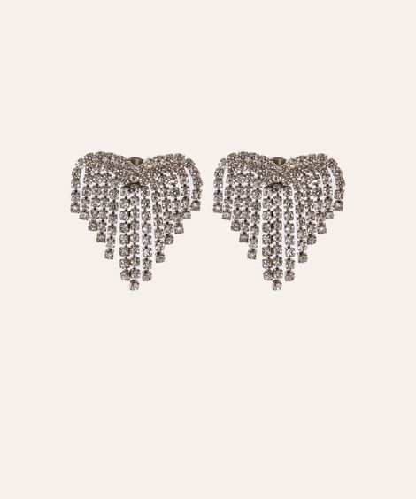 brinco de coração com strass prateado