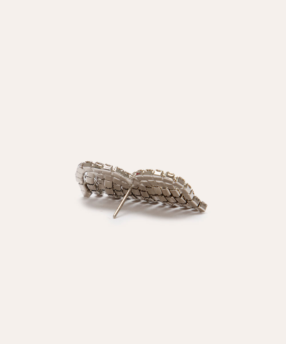 brinco de coração com strass prateado