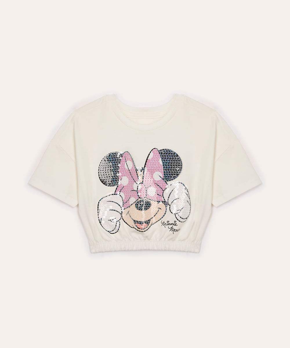 Sequin Minnie Face on White Puff Sleeve Shirt by LuLu BeBe main image 1