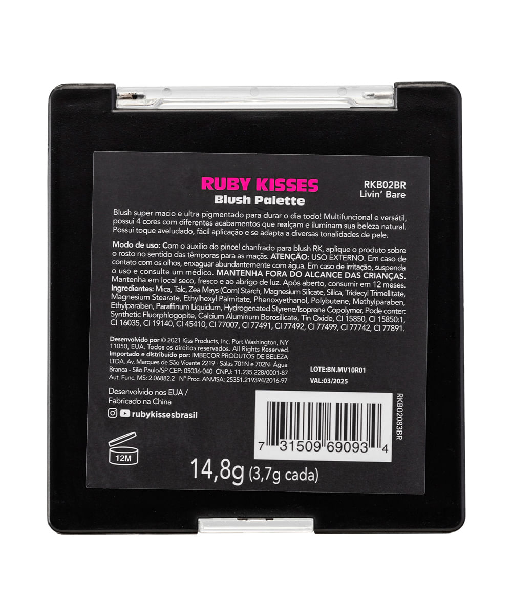 ruby kisses paleta de blush bare blush livin bare