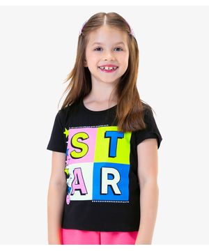 Conjunto Infantil Blusa Com Shorts Star Rovi Kids Preto