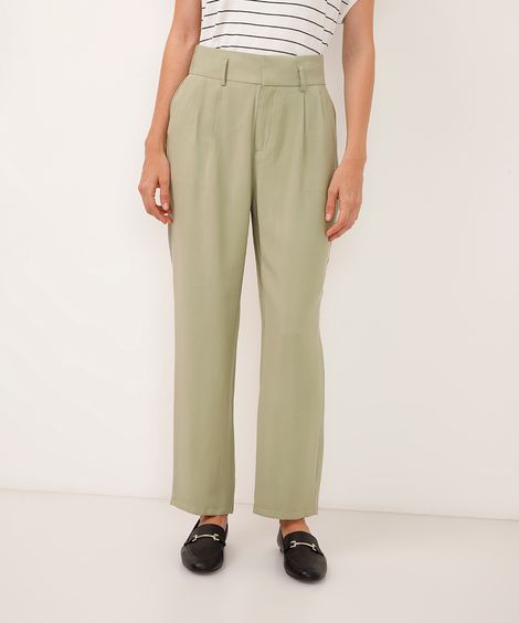 calça slouchy de viscose cós elástico verde