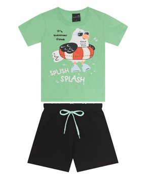 Conjunto Infantil Masculino Com Camiseta Agathos Verde