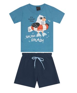 Conjunto Infantil Masculino Com Camiseta Agathos Azul