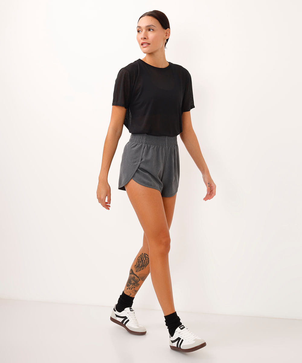 short running cós largo esportivo cinza