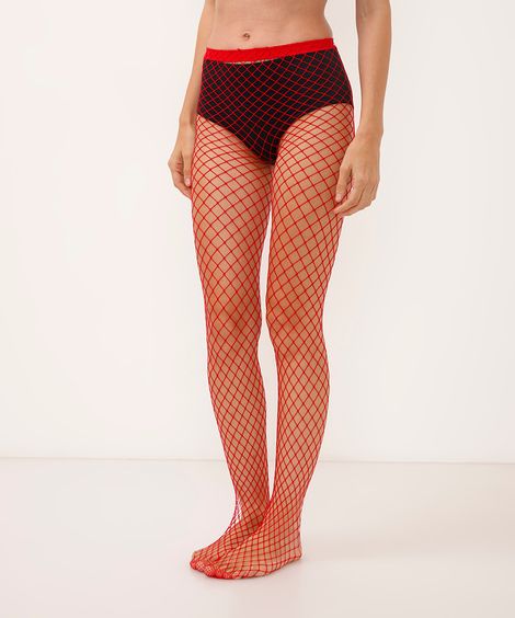 meia calça arrastão rosa médio vermelha