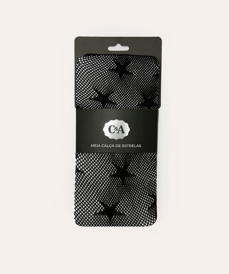 meia calça arrastão estrelas preta