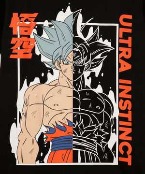 camiseta juvenil de algodão dragon ball manga curta preta