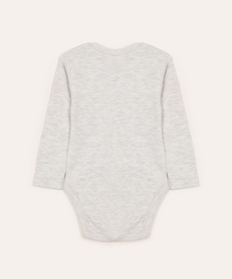 body infantil manga longa cinza mescla