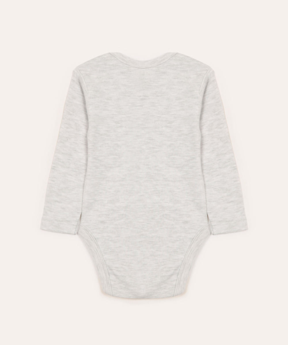body infantil manga longa cinza mescla