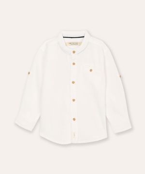 camisa infantil manga longa gola padre branca