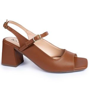 Sandália Feminina Salto Quadrado Bloco Grosso Slingback