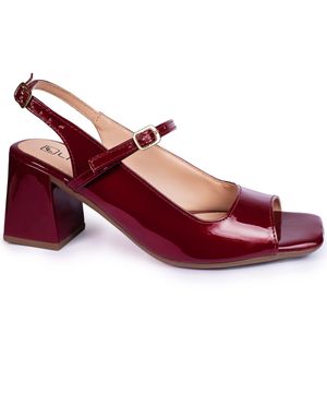 Sandália Feminina Salto Quadrado Bloco Grosso Slingback