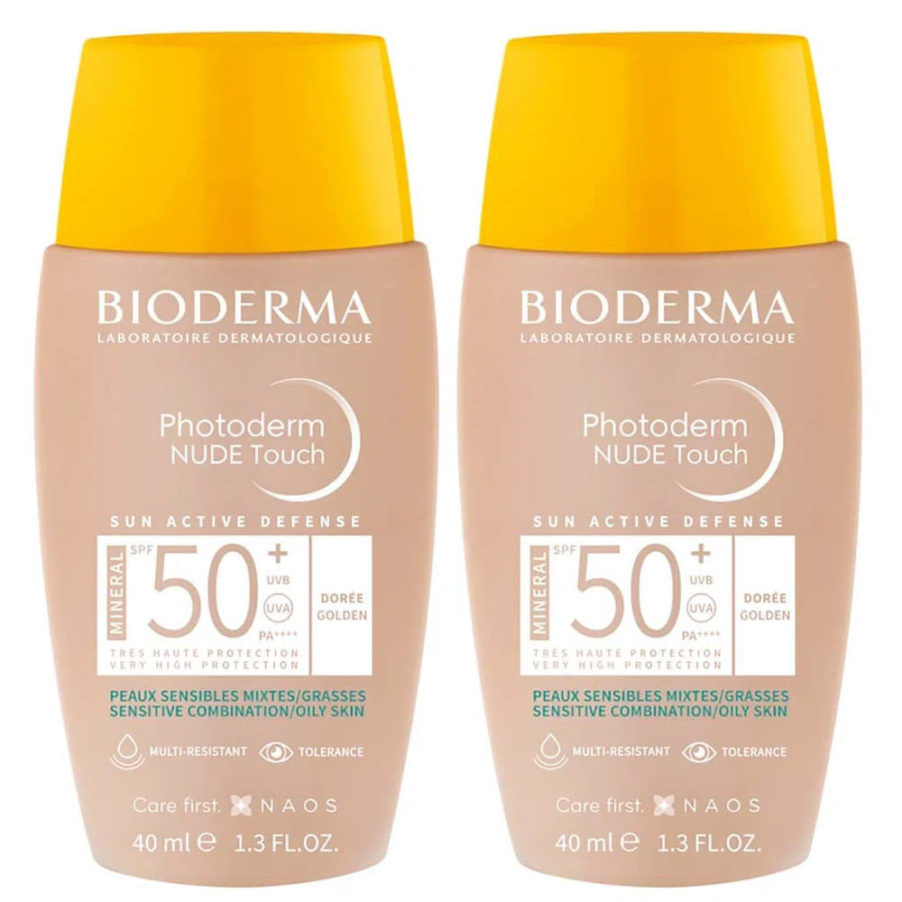Encontraproduto.com.br - Bioderma Photoderm Nude Touch Kit com 2 Unidades – Protetor Solar com Cor FPS50+ - Dorée 40ml