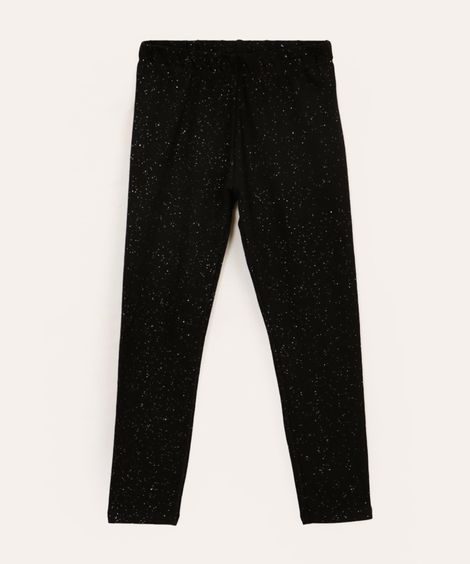 calça legging infantil com glitter cinza - preto