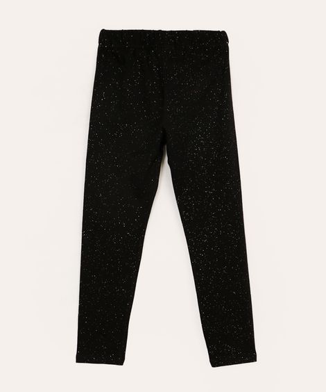 calça legging infantil com glitter cinza - preto