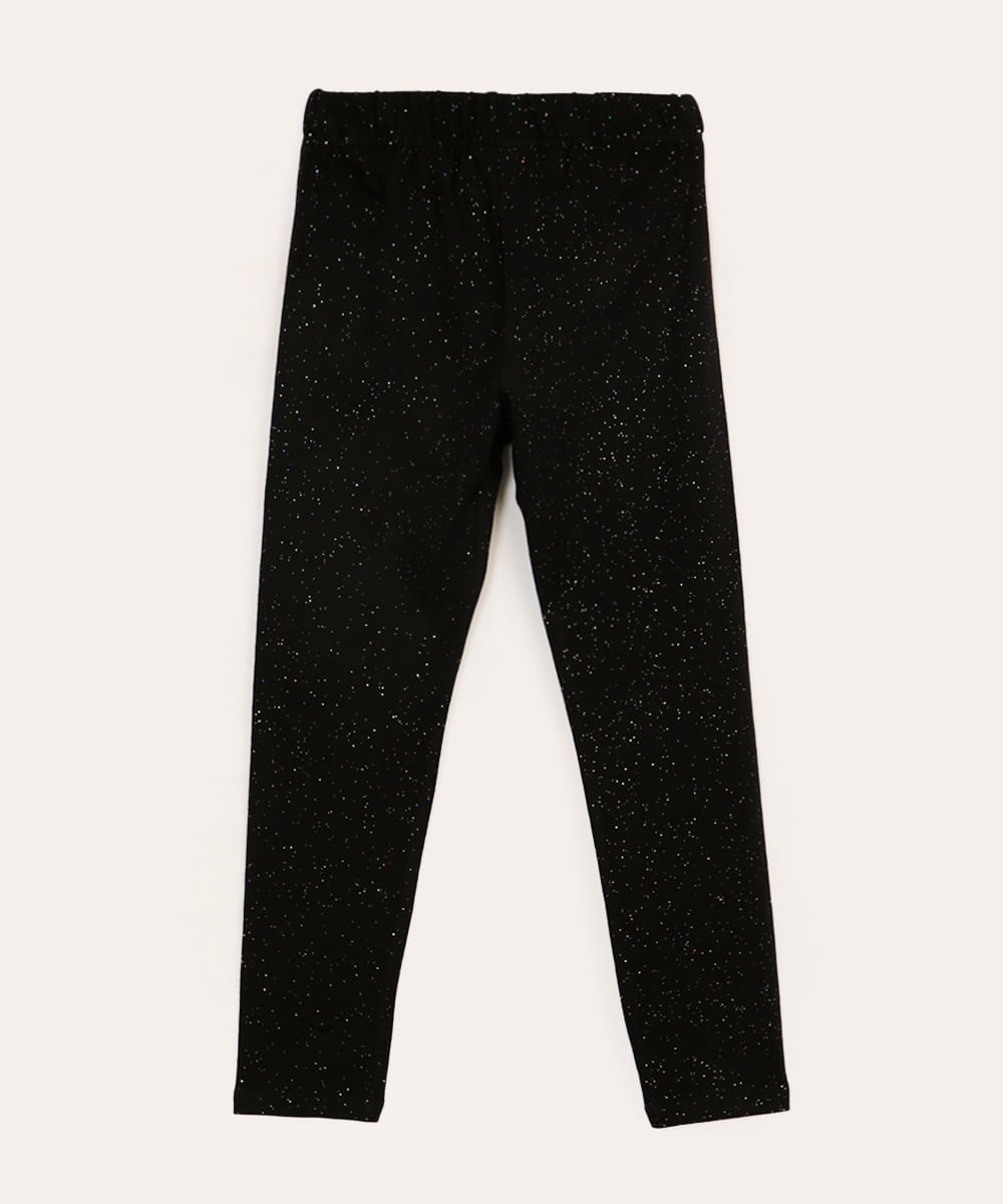 calça legging infantil com glitter cinza - preto