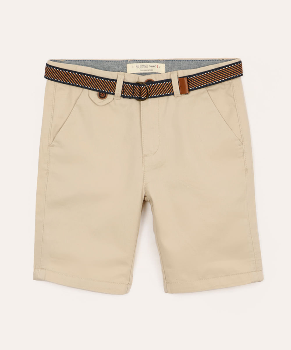 bermuda infantil de sarja com cinto  kaki - kaki