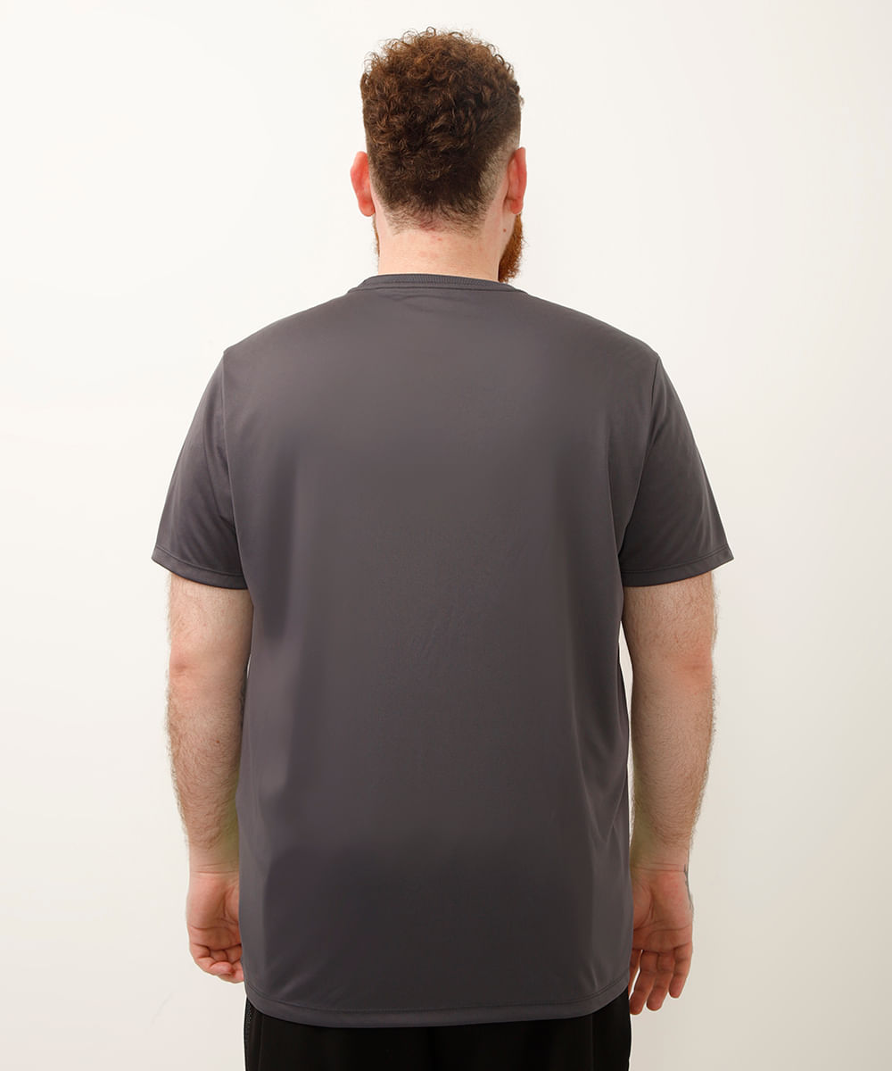camiseta plus size manga curta esportiva chumbo