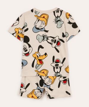 pijama infantil curto turma do mickey bege