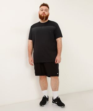 short plus size com elástico e tela esportivo ace preto