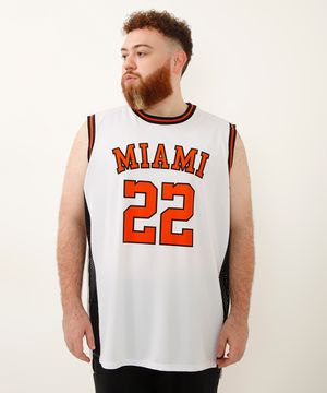 regata basquete miami plus size esportiva ace branca