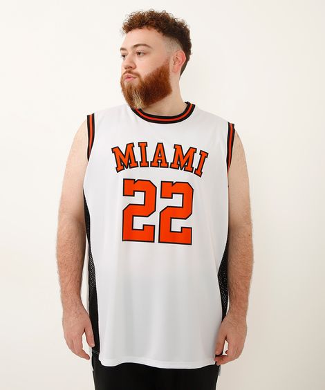 regata basquete miami plus size esportiva branca