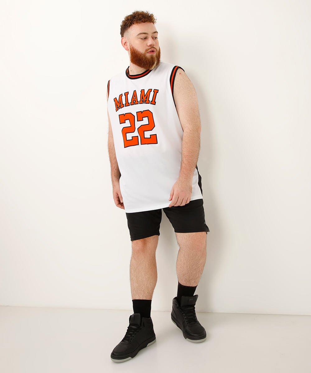 regata basquete miami plus size esportiva branca