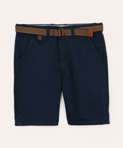 bermuda infantil de sarja com cinto  kaki - azul marinho